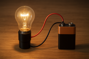 Illuminated Bulb and Battery Setup